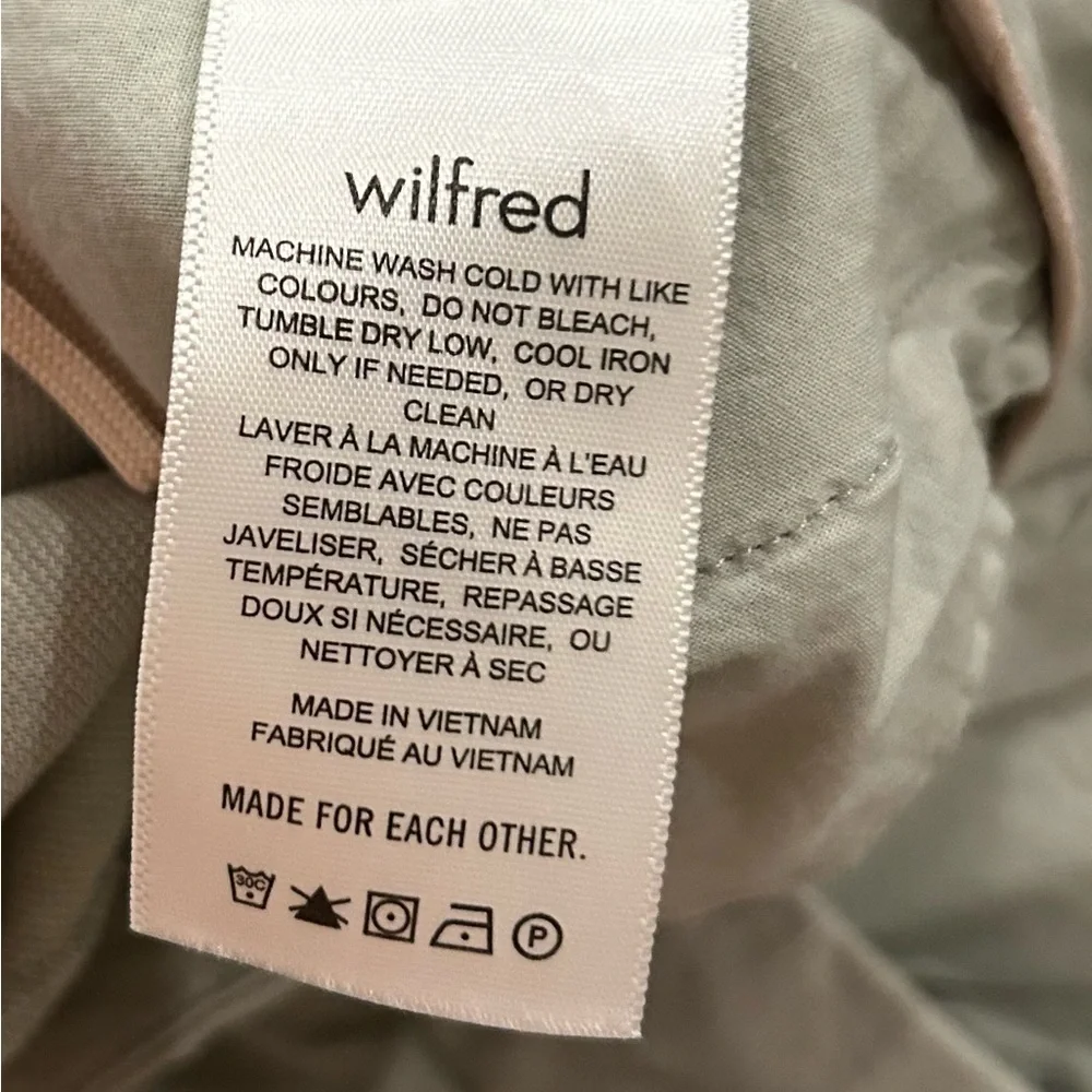 Aritzia Wilfred Pants Allant Sage Green Linen Blend Drawstring Size 4